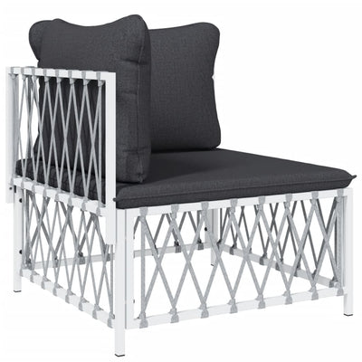 10 Piece Garden Lounge Set with Cushions White Steel Payday Deals