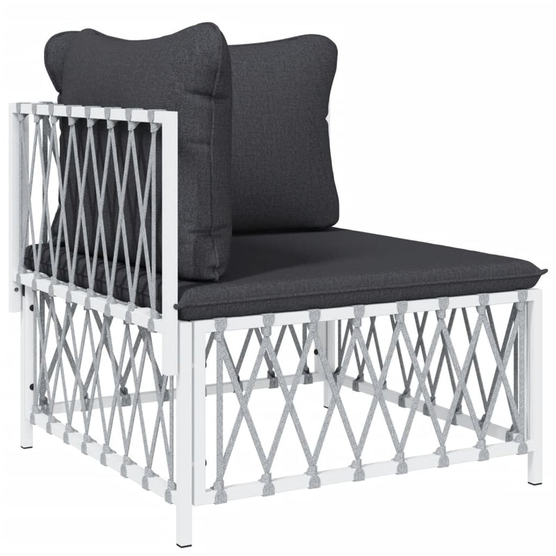 10 Piece Garden Lounge Set with Cushions White Steel Payday Deals