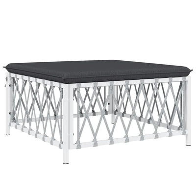 10 Piece Garden Lounge Set with Cushions White Steel Payday Deals