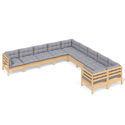 10 Piece Garden Lounge Set with Grey Cushions Pinewood Payday Deals