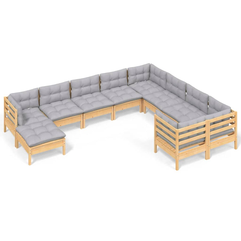 10 Piece Garden Lounge Set with Grey Cushions Pinewood Payday Deals
