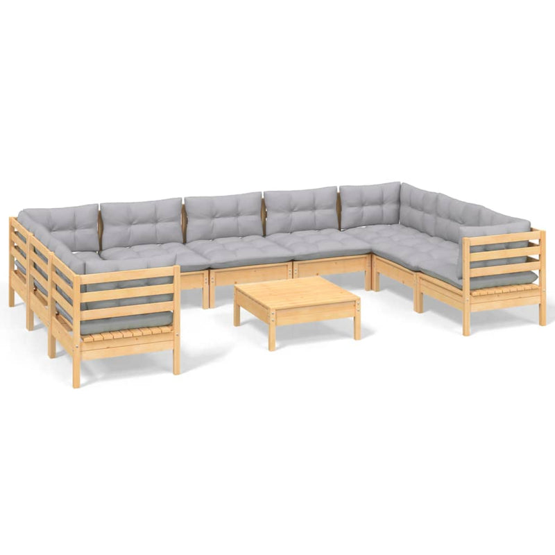 10 Piece Garden Lounge Set with Grey Cushions Pinewood Payday Deals