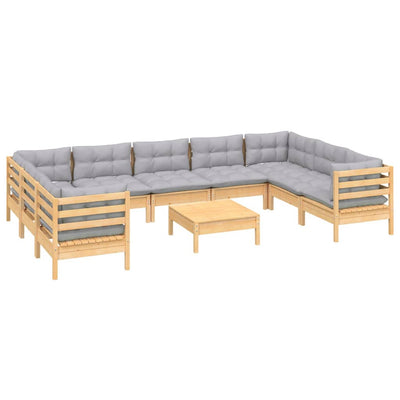 10 Piece Garden Lounge Set with Grey Cushions Pinewood Payday Deals