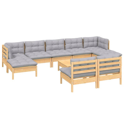 10 Piece Garden Lounge Set with Grey Cushions Pinewood Payday Deals