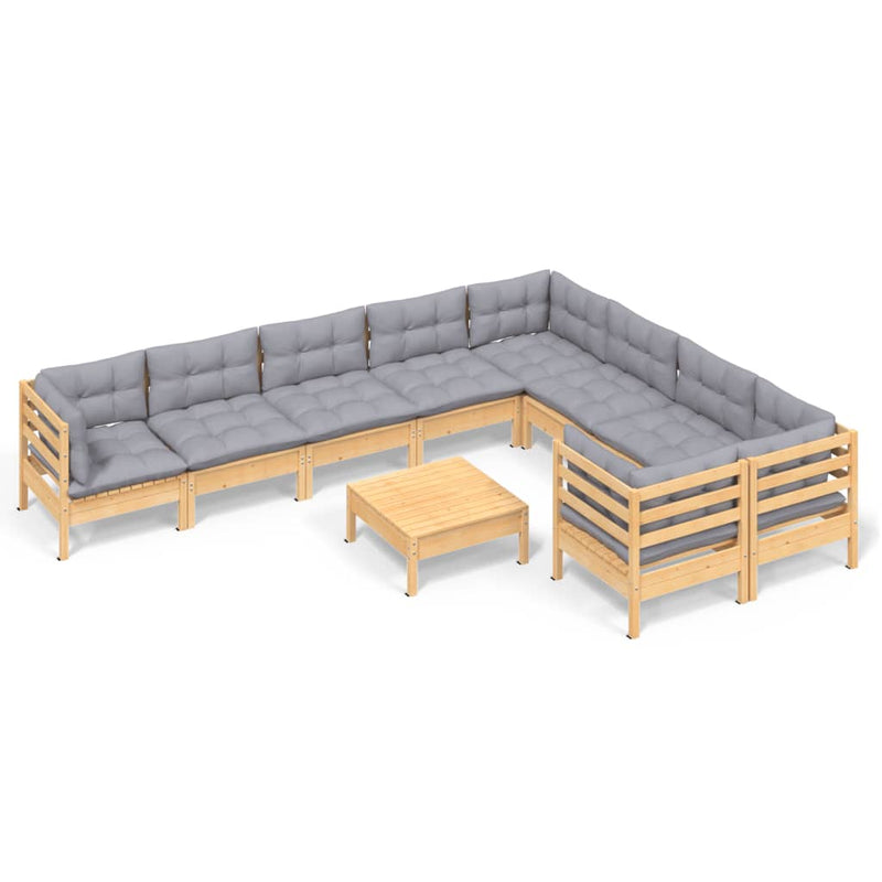 10 Piece Garden Lounge Set with Grey Cushions Pinewood Payday Deals