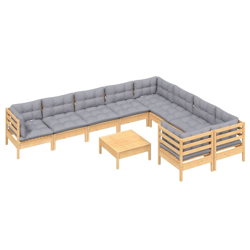 10 Piece Garden Lounge Set with Grey Cushions Pinewood Payday Deals