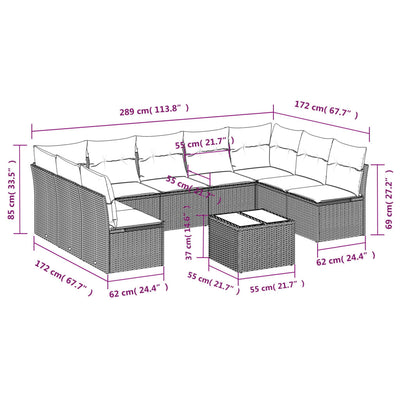 10 Piece Garden Sofa Set with Cushions Beige Poly Rattan Payday Deals
