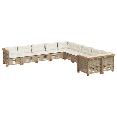 10 Piece Garden Sofa Set with Cushions Beige Poly Rattan Payday Deals