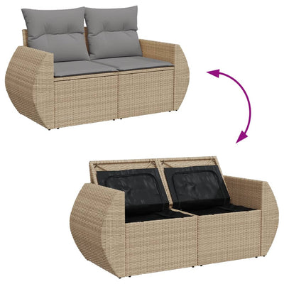 10 Piece Garden Sofa Set with Cushions Beige Poly Rattan Payday Deals