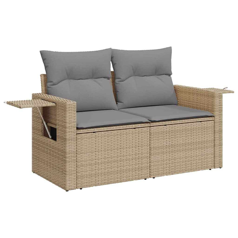 10 Piece Garden Sofa Set with Cushions Beige Poly Rattan Payday Deals