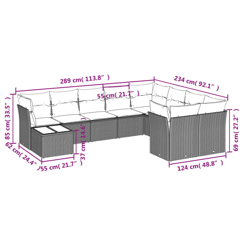 10 Piece Garden Sofa Set with Cushions Black Poly Rattan Payday Deals