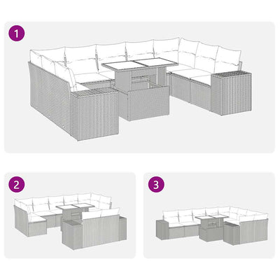 10 Piece Garden Sofa Set with Cushions Black Poly Rattan Payday Deals