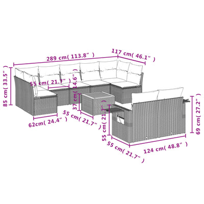10 Piece Garden Sofa Set with Cushions Black Poly Rattan Payday Deals