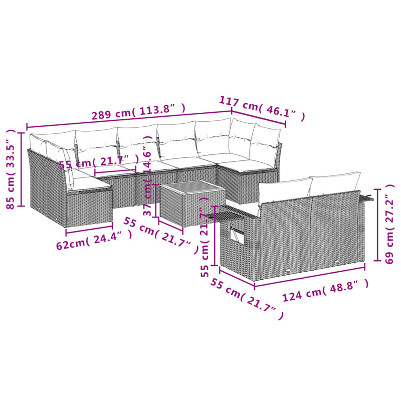 10 Piece Garden Sofa Set with Cushions Black Poly Rattan Payday Deals