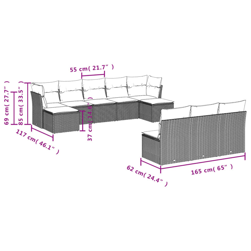 10 Piece Garden Sofa Set with Cushions Black Poly Rattan Payday Deals