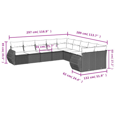 10 Piece Garden Sofa Set with Cushions Black Poly Rattan Payday Deals