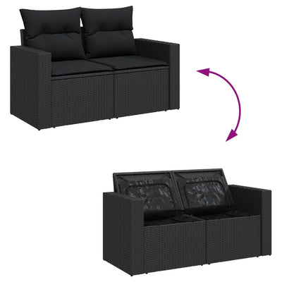 10 Piece Garden Sofa Set with Cushions Black Poly Rattan Payday Deals