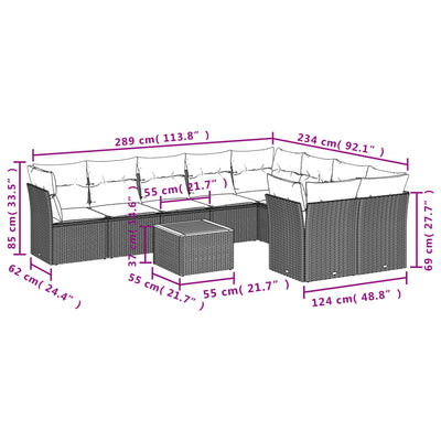 10 Piece Garden Sofa Set with Cushions Black Poly Rattan Payday Deals