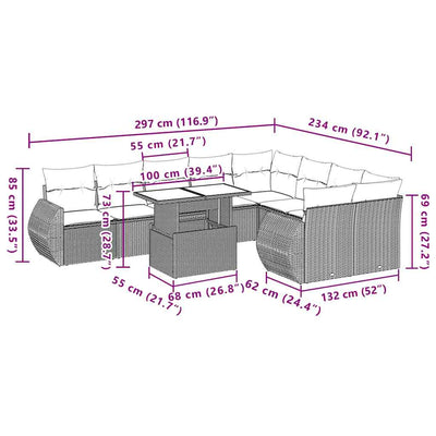 10 Piece Garden Sofa Set with Cushions Black Poly Rattan Payday Deals