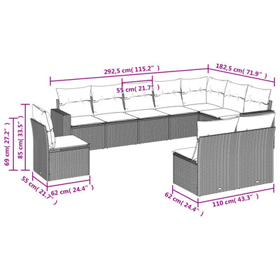 10 Piece Garden Sofa Set with Cushions Black Poly Rattan Payday Deals