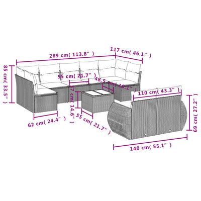 10 Piece Garden Sofa Set with Cushions Black Poly Rattan Payday Deals