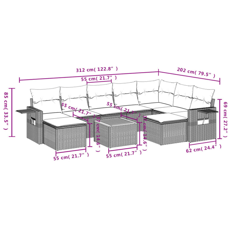 10 Piece Garden Sofa Set with Cushions Black Poly Rattan Payday Deals