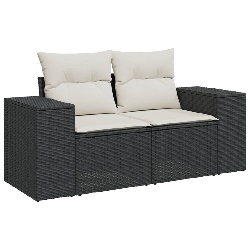 10 Piece Garden Sofa Set with Cushions Black Poly Rattan Payday Deals