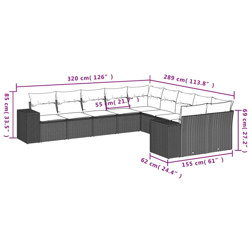 10 Piece Garden Sofa Set with Cushions Black Poly Rattan Payday Deals