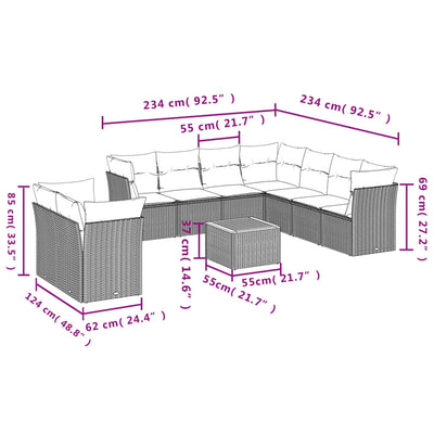 10 Piece Garden Sofa Set with Cushions Black Poly Rattan Payday Deals