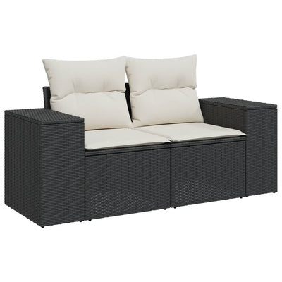 10 Piece Garden Sofa Set with Cushions Black Poly Rattan Payday Deals