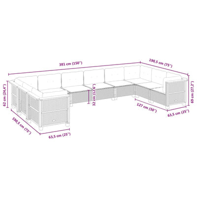 10 Piece Garden Sofa Set with Cushions Black Poly Rattan Payday Deals