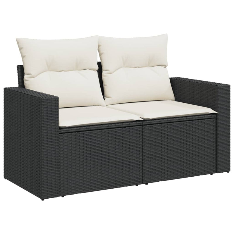 10 Piece Garden Sofa Set with Cushions Black Poly Rattan Payday Deals