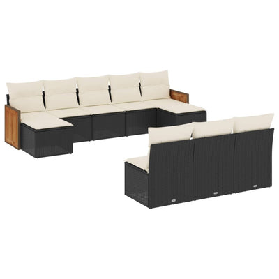 10 Piece Garden Sofa Set with Cushions Black Poly Rattan Payday Deals