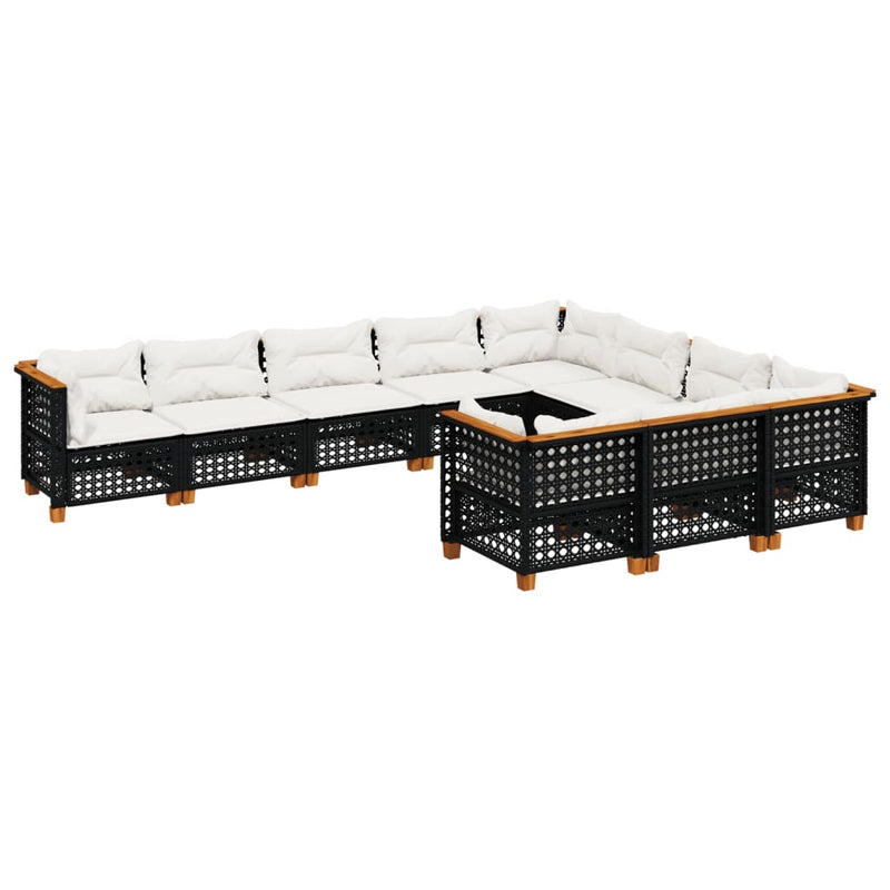 10 Piece Garden Sofa Set with Cushions Black Poly Rattan Payday Deals