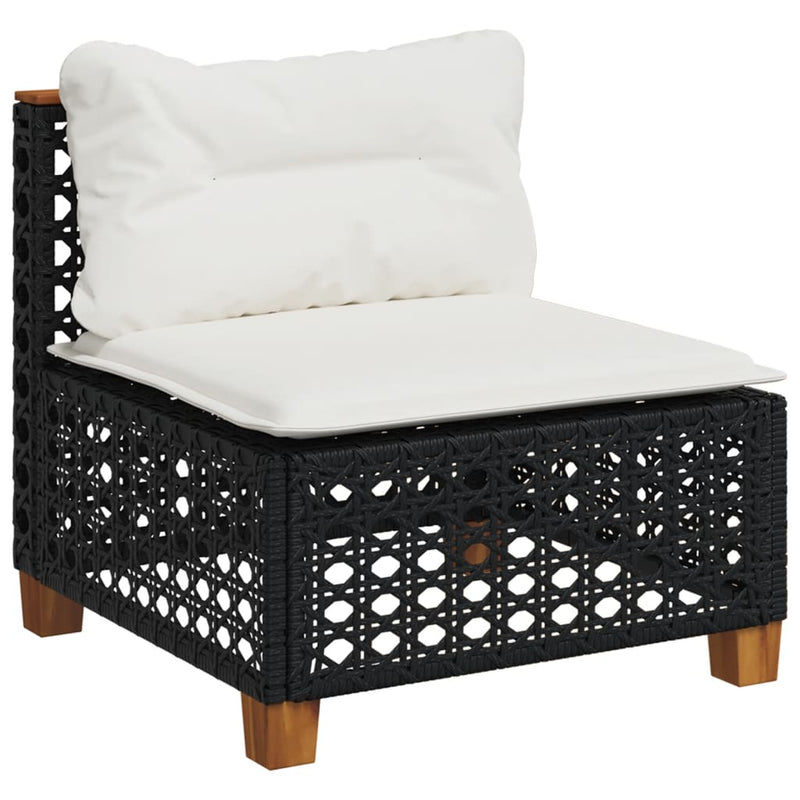 10 Piece Garden Sofa Set with Cushions Black Poly Rattan Payday Deals