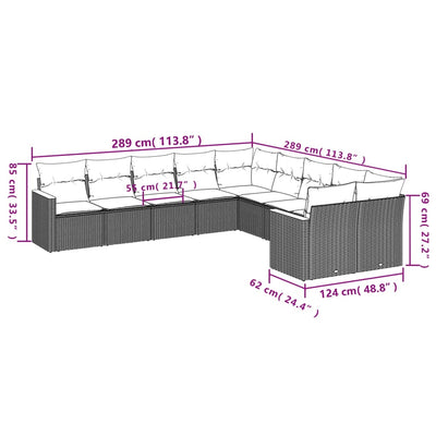10 Piece Garden Sofa Set with Cushions Black Poly Rattan Payday Deals