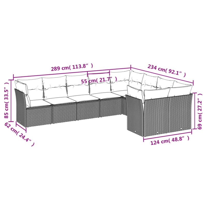 10 Piece Garden Sofa Set with Cushions Black Poly Rattan Payday Deals