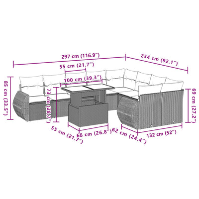 10 Piece Garden Sofa Set with Cushions Black Poly Rattan Payday Deals