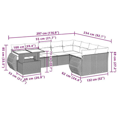 10 Piece Garden Sofa Set with Cushions Black Poly Rattan Payday Deals