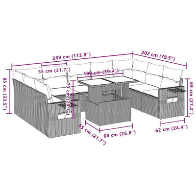 10 Piece Garden Sofa Set with Cushions Black Poly Rattan Payday Deals