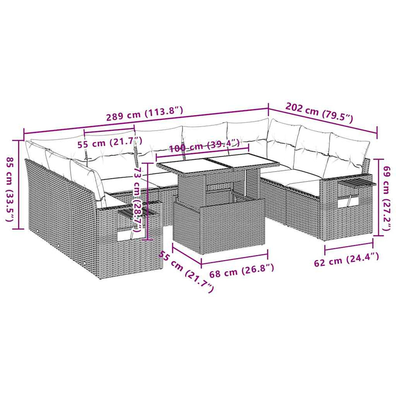 10 Piece Garden Sofa Set with Cushions Black Poly Rattan Payday Deals