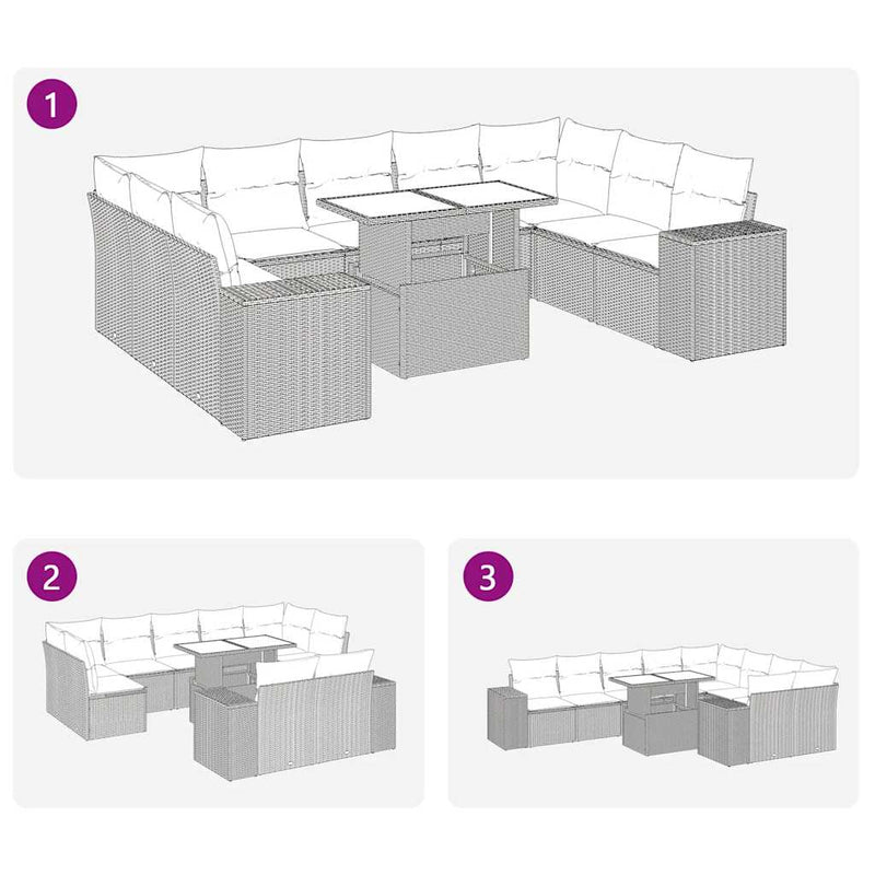 10 Piece Garden Sofa Set with Cushions Black Poly Rattan Payday Deals
