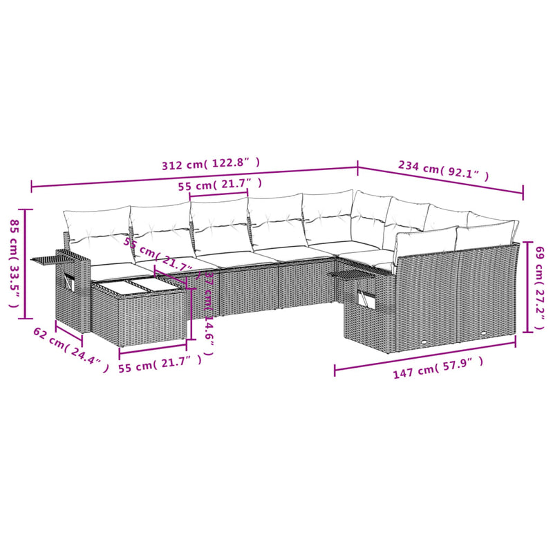 10 Piece Garden Sofa Set with Cushions Black Poly Rattan Payday Deals