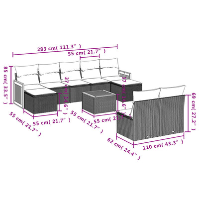 10 Piece Garden Sofa Set with Cushions Black Poly Rattan Payday Deals