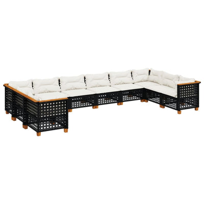 10 Piece Garden Sofa Set with Cushions Black Poly Rattan Payday Deals