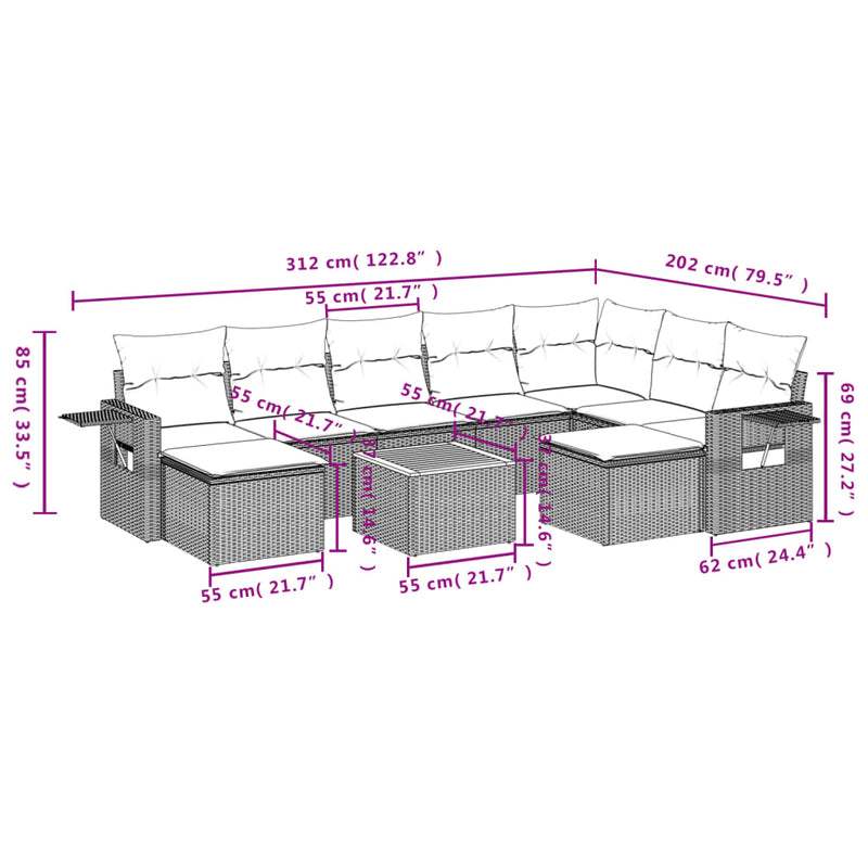 10 Piece Garden Sofa Set with Cushions Black Poly Rattan Payday Deals