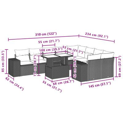 10 Piece Garden Sofa Set with Cushions Black Poly Rattan Payday Deals