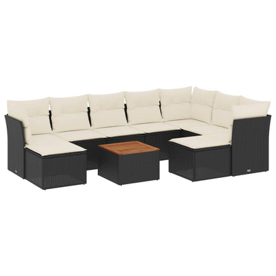 10 Piece Garden Sofa Set with Cushions Black Poly Rattan Payday Deals
