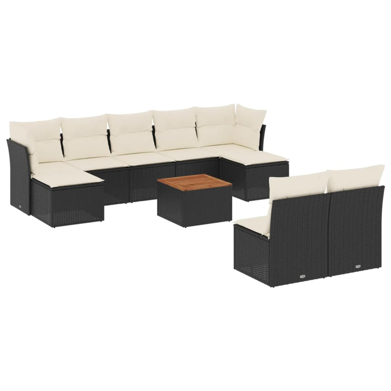10 Piece Garden Sofa Set with Cushions Black Poly Rattan Payday Deals