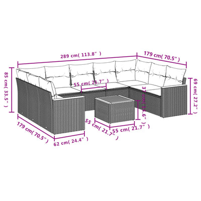 10 Piece Garden Sofa Set with Cushions Black Poly Rattan Payday Deals